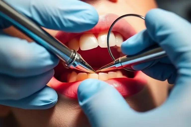 Close-up of a dental treatment in progress